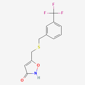 molecular formula C12H10F3NO2S B12917167 5-[({[3-(Trifluoromethyl)phenyl]methyl}sulfanyl)methyl]-1,2-oxazol-3(2H)-one CAS No. 89660-82-2