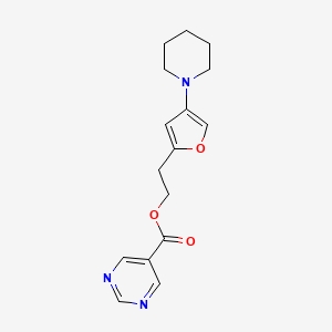 2-(4-(Piperidin-1-yl)furan-2-yl)ethyl pyrimidine-5-carboxylate