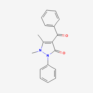 molecular formula C18H16N2O2 B12917319 3H-Pyrazol-3-one, 4-benzoyl-1,2-dihydro-1,5-dimethyl-2-phenyl- CAS No. 30182-86-6