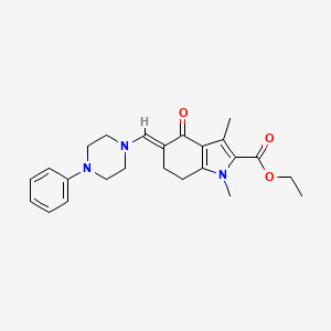 molecular formula C24H29N3O3 B12917324 Ethyl 1,3-dimethyl-4-oxo-5-((4-phenylpiperazin-1-yl)methylene)-4,5,6,7-tetrahydro-1H-indole-2-carboxylate CAS No. 84990-08-9