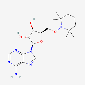 molecular formula C19H30N6O4 B12917346 (2R,3R,4S,5R)-2-(6-aminopurin-9-yl)-5-[(2,2,6,6-tetramethylpiperidin-1-yl)oxymethyl]oxolane-3,4-diol 