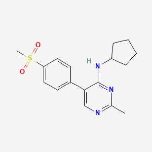 molecular formula C17H21N3O2S B12917359 N-Cyclopentyl-2-methyl-5-(4-(methylsulfonyl)phenyl)pyrimidin-4-amine CAS No. 917896-10-7