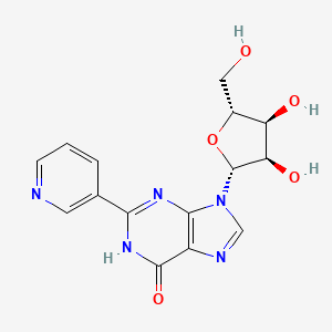 molecular formula C15H15N5O5 B12917386 (2R,3R,4S,5R)-2-(6-Hydroxy-2-(pyridin-3-yl)-9H-purin-9-yl)-5-(hydroxymethyl)tetrahydrofuran-3,4-diol 