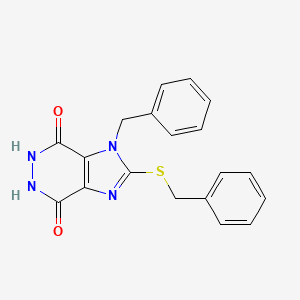 molecular formula C19H16N4O2S B12917391 1-Benzyl-2-(benzylsulfanyl)-5,6-dihydro-1h-imidazo[4,5-d]pyridazine-4,7-dione CAS No. 3434-18-2