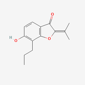 molecular formula C14H16O3 B12917479 6-Hydroxy-2-(propan-2-ylidene)-7-propyl-1-benzofuran-3(2H)-one CAS No. 88281-15-6