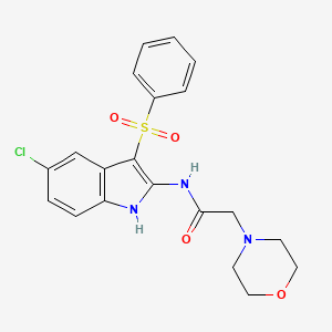 molecular formula C20H20ClN3O4S B12917527 N-[3-(Benzenesulfonyl)-5-chloro-1H-indol-2-yl]-2-(morpholin-4-yl)acetamide CAS No. 918493-24-0