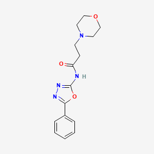 molecular formula C15H18N4O3 B12917544 3-(Morpholin-4-yl)-N-(5-phenyl-1,3,4-oxadiazol-2-yl)propanamide CAS No. 89757-66-4