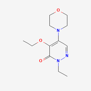 molecular formula C12H19N3O3 B12917553 3(2H)-Pyridazinone, 4-ethoxy-2-ethyl-5-morpholino- CAS No. 38957-42-5