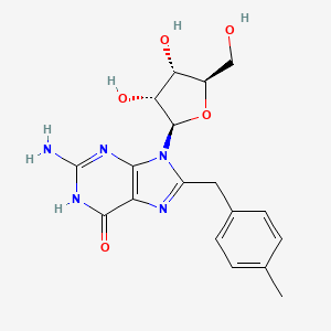 molecular formula C18H21N5O5 B12917585 8-[(4-Methylphenyl)methyl]guanosine CAS No. 88158-13-8