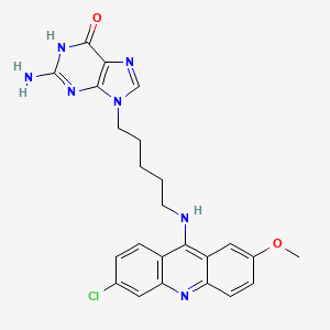 molecular formula C24H24ClN7O2 B12917623 6H-Purin-6-one, 2-amino-9-(5-((6-chloro-2-methoxy-9-acridinyl)amino)pentyl)-1,9-dihydro- CAS No. 103083-41-6