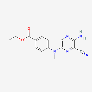 molecular formula C15H15N5O2 B12917813 Ethyl 4-((5-amino-6-cyanopyrazin-2-yl)(methyl)amino)benzoate 