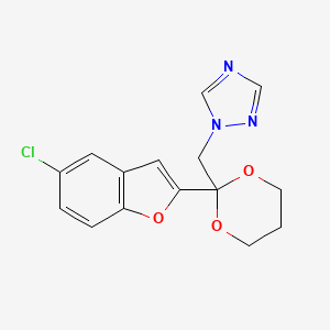 molecular formula C15H14ClN3O3 B12917913 1H-1,2,4-Triazole, 1-((2-(5-chloro-2-benzofuranyl)-1,3-dioxan-2-yl)methyl)- CAS No. 98519-07-4