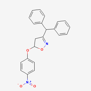 molecular formula C22H18N2O4 B12917968 3-(Diphenylmethyl)-5-(4-nitrophenoxy)-4,5-dihydro-1,2-oxazole CAS No. 89249-66-1