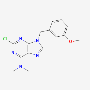 molecular formula C15H16ClN5O B12917984 9H-Purin-6-amine, 2-chloro-9-((3-methoxyphenyl)methyl)-N,N-dimethyl- CAS No. 115204-68-7