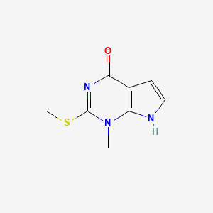 molecular formula C8H9N3OS B12918131 1-Methyl-2-(methylsulfanyl)-1,7-dihydro-4h-pyrrolo[2,3-d]pyrimidin-4-one CAS No. 29877-81-4