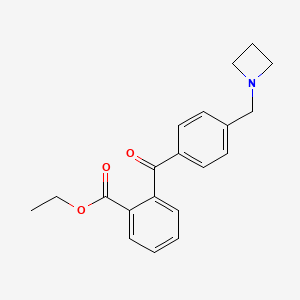 molecular formula C20H21NO3 B1291820 4'-Azetidinomethyl-2-carboethoxybenzophenone CAS No. 898756-25-7