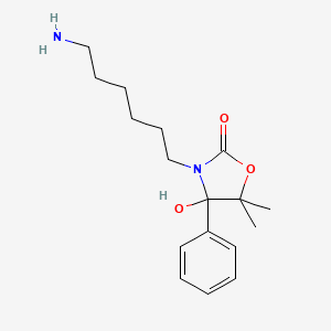 molecular formula C17H26N2O3 B12918235 3-(6-Aminohexyl)-4-hydroxy-5,5-dimethyl-4-phenyl-1,3-oxazolidin-2-one CAS No. 107196-93-0