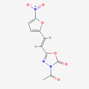 1,3,4-Oxadiazol-2(3H)-one, 3-acetyl-5-(2-(5-nitro-2-furanyl)ethenyl)-