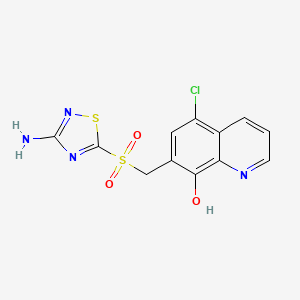 molecular formula C12H9ClN4O3S2 B12918335 7-[(3-Amino-1,2,4-thiadiazole-5-sulfonyl)methyl]-5-chloroquinolin-8-ol CAS No. 922505-49-5