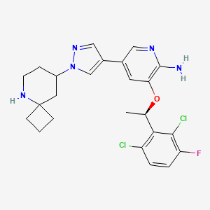 molecular formula C24H26Cl2FN5O B12918521 5-(1-(5-Azaspiro[3.5]nonan-8-yl)-1H-pyrazol-4-yl)-3-((R)-1-(2,6-dichloro-3-fluorophenyl)ethoxy)pyridin-2-amine 