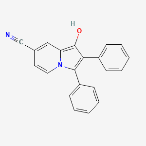 molecular formula C21H14N2O B12918529 1-Hydroxy-2,3-diphenylindolizine-7-carbonitrile CAS No. 86203-32-9