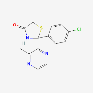 molecular formula C14H12ClN3OS B12918755 2-(4-Chlorophenyl)-2-(3-methylpyrazin-2-yl)thiazolidin-4-one 