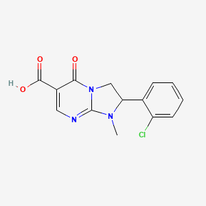 molecular formula C14H12ClN3O3 B12918889 Imidazo(1,2-a)pyrimidine-6-carboxylic acid, 1,2,3,5-tetrahydro-2-(2-chlorophenyl)-1-methyl-5-oxo- CAS No. 141234-30-2