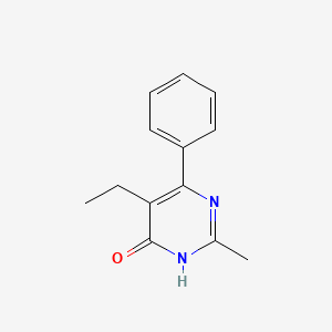 molecular formula C13H14N2O B12918939 5-Ethyl-2-methyl-6-phenylpyrimidin-4(1H)-one CAS No. 184584-17-6