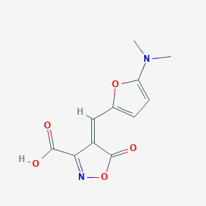 molecular formula C11H10N2O5 B12918940 4-((5-(Dimethylamino)furan-2-yl)methylene)-5-oxo-4,5-dihydroisoxazole-3-carboxylic acid 