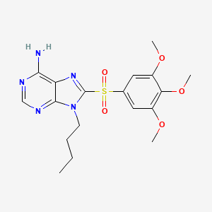 molecular formula C18H23N5O5S B12918955 9-Butyl-8-(3,4,5-trimethoxybenzene-1-sulfonyl)-9H-purin-6-amine CAS No. 827302-63-6