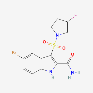 molecular formula C13H13BrFN3O3S B12918987 5-Bromo-3-(3-fluoropyrrolidine-1-sulfonyl)-1H-indole-2-carboxamide CAS No. 918494-77-6