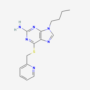 molecular formula C15H18N6S B12918991 9-Butyl-6-((pyridin-2-ylmethyl)thio)-9H-purin-2-amine CAS No. 13153-74-7