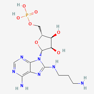 molecular formula C13H22N7O7P B12919067 8-[(3-Aminopropyl)amino]adenosine 5'-(dihydrogen phosphate) CAS No. 56878-15-0