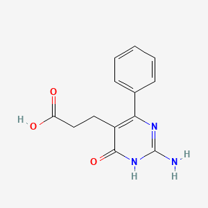 molecular formula C13H13N3O3 B12919096 3-(2-Amino-4-oxo-6-phenyl-1,4-dihydropyrimidin-5-yl)propanoic acid CAS No. 789-43-5