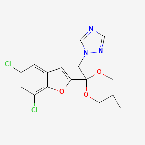 molecular formula C17H17Cl2N3O3 B12919102 1H-1,2,4-Triazole, 1-((2-(5,7-dichloro-2-benzofuranyl)-5,5-dimethyl-1,3-dioxan-2-yl)methyl)- CAS No. 98532-77-5