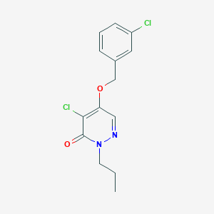 molecular formula C14H14Cl2N2O2 B12919166 4-Chloro-5-[(3-chlorophenyl)methoxy]-2-propylpyridazin-3(2H)-one CAS No. 88094-04-6