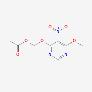 molecular formula C8H9N3O6 B12919248 ((6-Methoxy-5-nitropyrimidin-4-yl)oxy)methyl acetate 