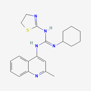 molecular formula C20H25N5S B12919394 Guanidine, N-cyclohexyl-N'-(4,5-dihydro-2-thiazolyl)-N''-(2-methyl-4-quinolinyl)- CAS No. 72042-08-1