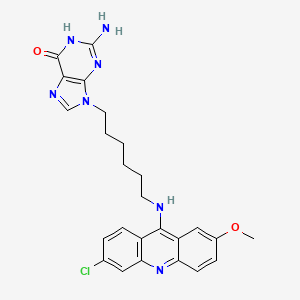 molecular formula C25H26ClN7O2 B12919426 6H-Purin-6-one, 2-amino-9-(6-((6-chloro-2-methoxy-9-acridinyl)amino)hexyl)-1,9-dihydro- CAS No. 103083-42-7