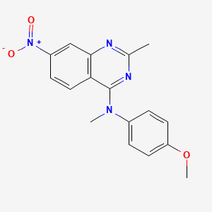 molecular formula C17H16N4O3 B12919527 4-Quinazolinamine, N-(4-methoxyphenyl)-N,2-dimethyl-7-nitro- CAS No. 827031-47-0