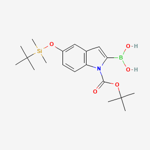 B1291955 5-(tert-Butyldimethylsilyloxy)-1H-indole-2-boronic acid, N-BOC protected CAS No. 335649-61-1