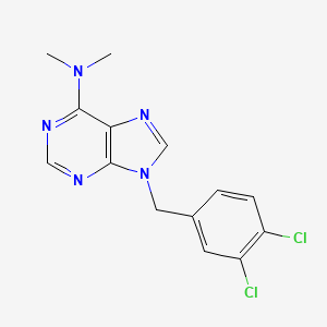 molecular formula C14H13Cl2N5 B12919570 9H-Purin-6-amine, 9-((3,4-dichlorophenyl)methyl)-N,N-dimethyl- CAS No. 112089-16-4