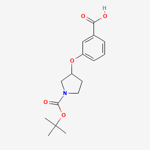 molecular formula C16H21NO5 B1291960 3-((1-(Tert-butoxycarbonyl)pyrrolidin-3-YL)oxy)benzoic acid CAS No. 250681-87-9