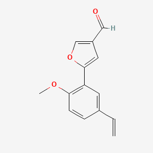 molecular formula C14H12O3 B12919625 5-(5-Ethenyl-2-methoxyphenyl)furan-3-carbaldehyde CAS No. 79694-73-8