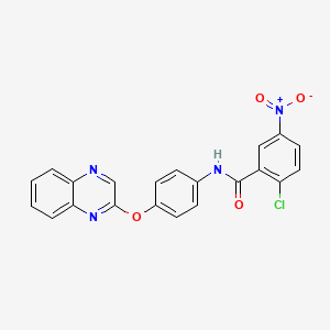 molecular formula C21H13ClN4O4 B12919665 Benzamide, 2-chloro-5-nitro-N-[4-(2-quinoxalinyloxy)phenyl]- CAS No. 647853-12-1