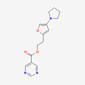 2-(4-(Pyrrolidin-1-yl)furan-2-yl)ethyl pyrimidine-5-carboxylate