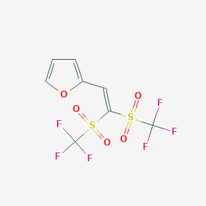 molecular formula C8H4F6O5S2 B12919741 2-[2,2-Bis(trifluoromethanesulfonyl)ethenyl]furan CAS No. 58510-71-7