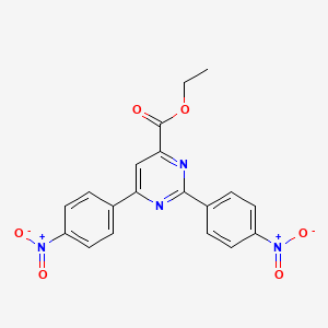 molecular formula C19H14N4O6 B12919847 4-Pyrimidinecarboxylic acid, 2,6-bis(4-nitrophenyl)-, ethyl ester CAS No. 62235-62-5