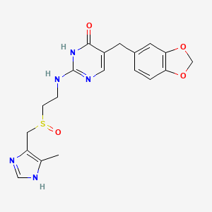 4(1H)-Pyrimidinone, 5-(1,3-benzodioxol-5-ylmethyl)-2-((2-(((5-methyl-1H-imidazol-4-yl)methyl)sulfinyl)ethyl)amino)-