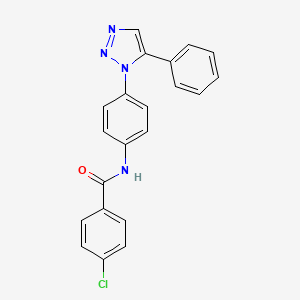 molecular formula C21H15ClN4O B12919984 4-Chloro-N-(4-(5-phenyl-1H-1,2,3-triazol-1-yl)phenyl)benzamide CAS No. 89779-05-5